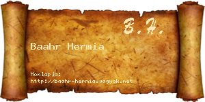 Baahr Hermia névjegykártya